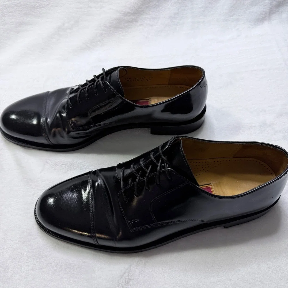 Cole‎ Haan Cap Toe Oxford Dress Shoes Black Polished Leather Lace Up Mens 11.5